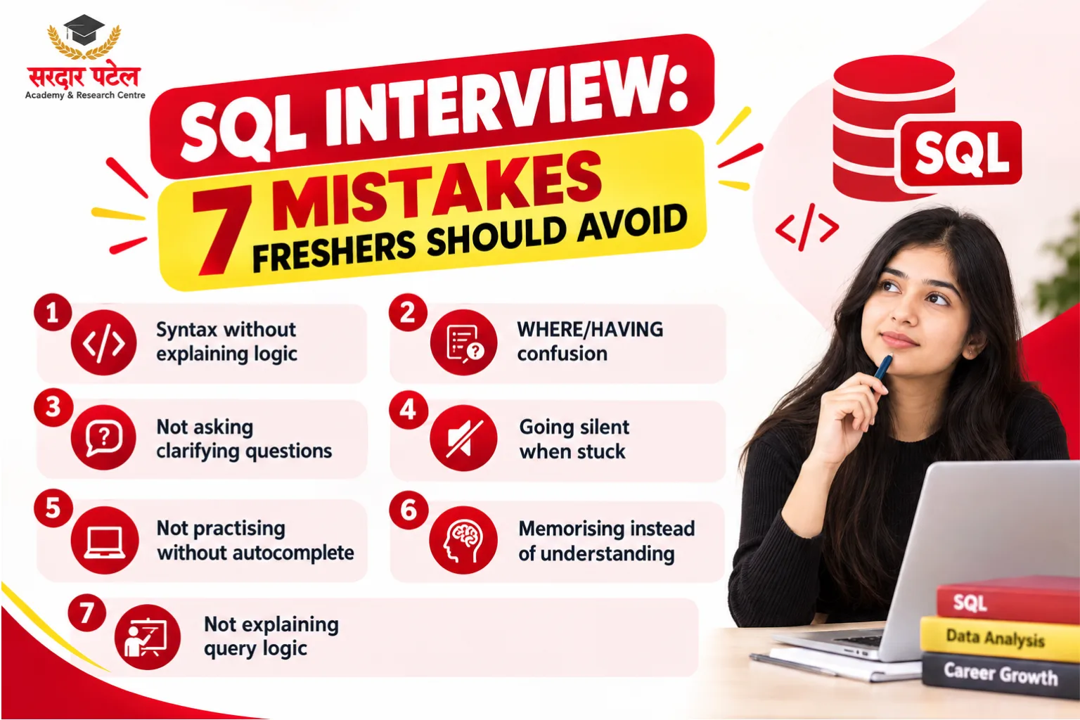 SQL INTERVIEW: 7 MISTAKES FRESHERS SHOULD AVOID SQL INTERVIEW: 7 MISTAKES FRESHERS SHOULD AVOID