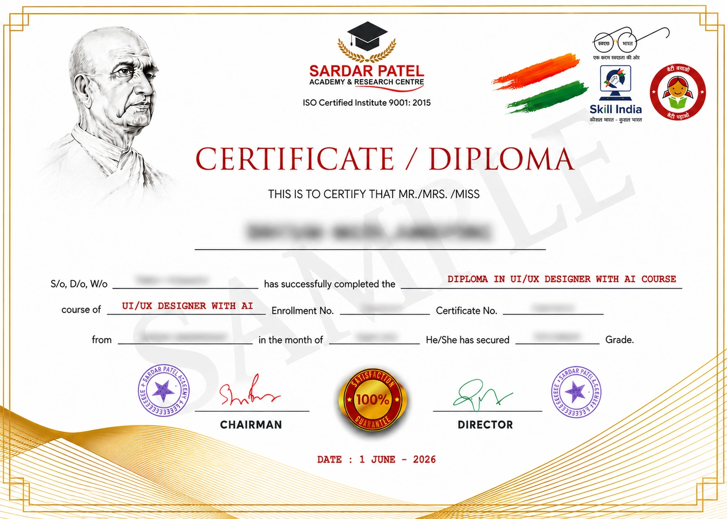 sparc certificate ui ux design
